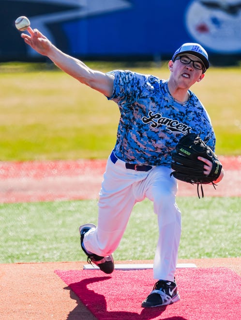 Brookfield Central's Jackson Glisczinski (32) delivers a pitch during the game at home against Sussex Hamilton on Saturday, April 6, 2024.
