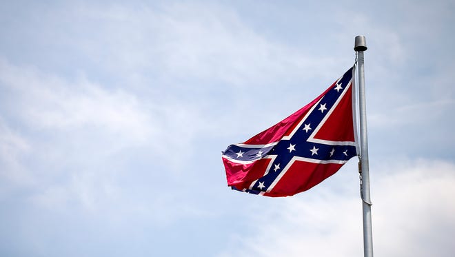 The Confederate flag was displayed at the White Lives Matter demonstration.