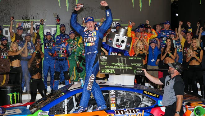 May 20: Kyle Busch wins the All-Star race at Charlotte Motor Speedway. He pockets $1 million, but the race is an exhibition and doesn't award points.