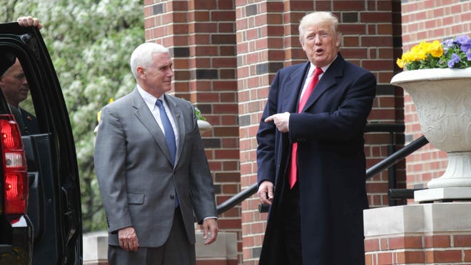Gov. Mike Pence and Republican presidential candidate Donald Trump met at the governor's residence on April 20, 2016.