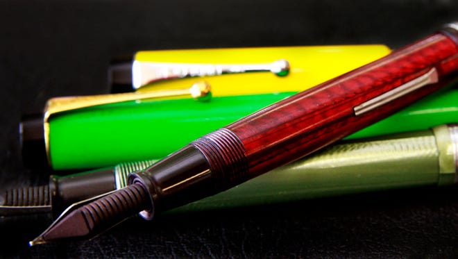 A collection of Esterbrook fountain pens from the 1940s and Parker pens from 1970s that are available at Daly's Pen Shop in Wauwatosa, which is closing after 93 years.