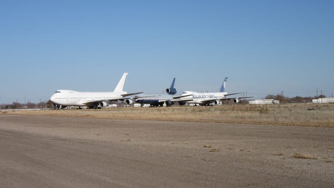 Some Boeing 747s are among the idled aircraft at the Roswell “boneyard” on Dec. 4, 2015.