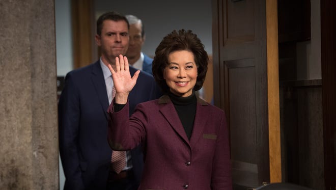 Elaine Chao, President-elect Donald Trump's nominee for secretary of Transportation, arrives for her confirmation hearing before the Senate Commerce, Science, and Transportation Committee on Jan 11, 2017.