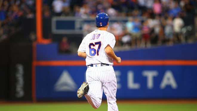 July 15: Mets winning pitcher Seth Lugo rounds the bases after hitting his first MLB home run against the Rockies.
