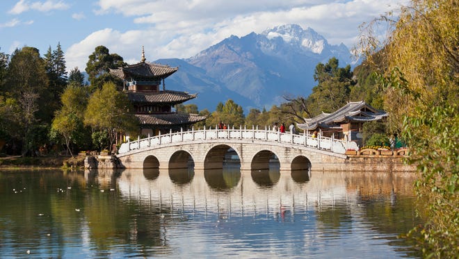 Lijiang old town and Jade Dragon Snow Mountain in China