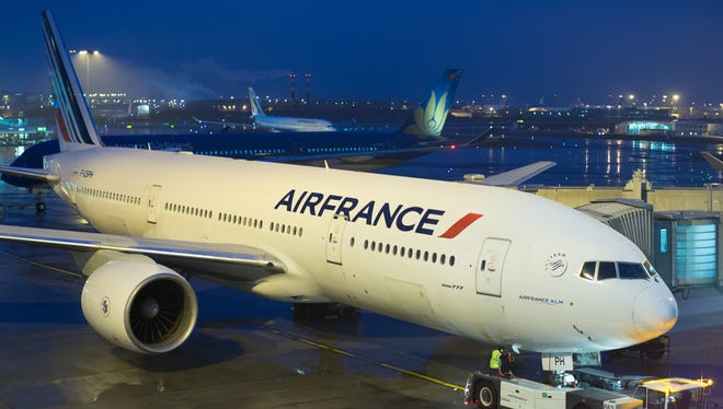 An Air France Boeing 777-300 rests at the gate at Paris Charles de Gaulle Airport in France on Nov. 22, 2016.