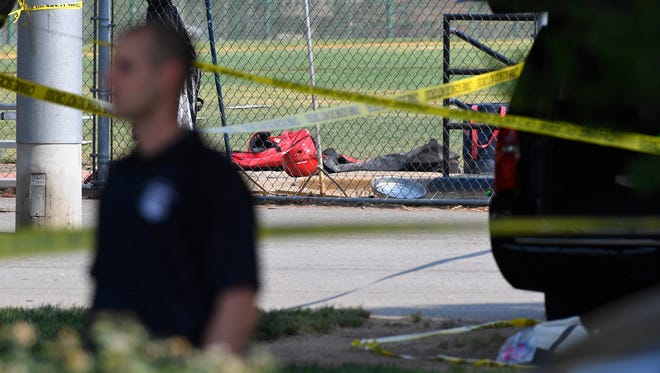 The scene following shooting at Congressional Republican baseball practice in Alexandria , Va.