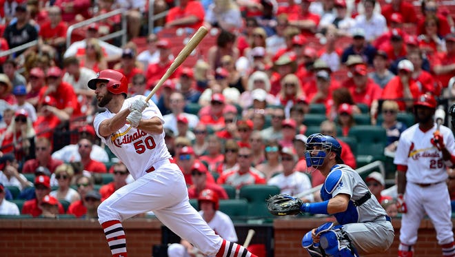 June 1: Cardinals' Adam Wainwright hits a two run home run -- his second of the season -- off of Dodgers' Brandon McCarthy.