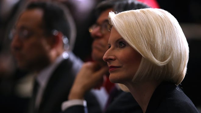 Callista Gingrich looks on during a memorial ceremony to honor the life of former House Minority Leader Rep. Bob Michel (R-IL) in Statuary Hall at the U.S. Capitol on March 9, 2017 in Washington, D.C.