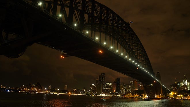 The Sydney skyline during Earth Hour from Milson's Point, Australia.