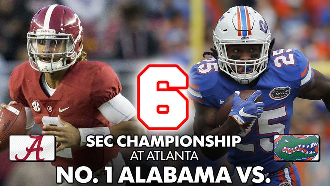 6. SEC Championship (Atlanta): No. 1 Alabama vs. No. 16 Florida (Saturday at 4 p.m. ET, CBS)