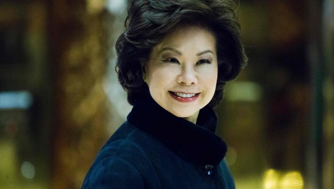 Elaine Chao arrives at Trump Tower for a day of meetings with President-elect Donald Trump on Nov. 21, 2016, in New York.