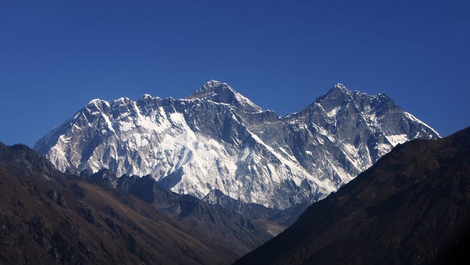 Mount Everest, the world's tallest peak, is seen from Syangboche on December 3, 2009.