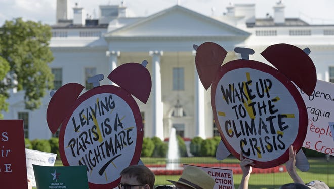 Protesters at the White House on June 1, 2017.