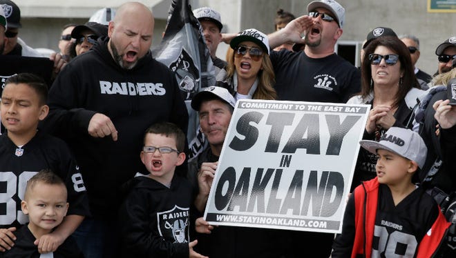 Raiders fans at a rally this weekend in Oakland.