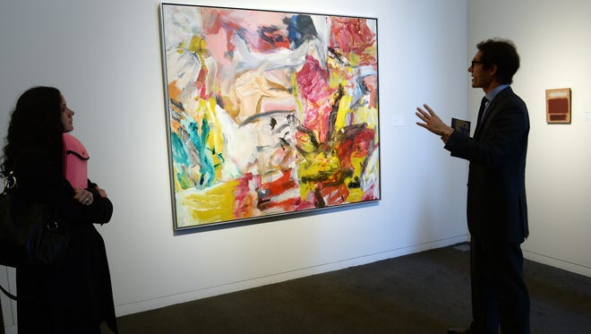 "Untitled" by Willem De Kooning is on display during a preview of Sotheby's contemporary art evening sale in New York, May 2, 2014. Sotheby's is to hold it's contemporary art evening sale on May 14, 2014. AFP PHOTO/Emmanuel Dunand
"MANDATORY MENTION OF THE ARTIST UPON PUBLICATION"        (Photo credit should read EMMANUEL DUNAND/AFP/Getty Images)