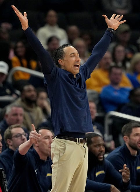 Marquette head coach Shaka Smart is shown during the first half of their game against Butler Wednesday, January 10, 2024 at Fiserv Forum in Milwaukee, Wisconsin.