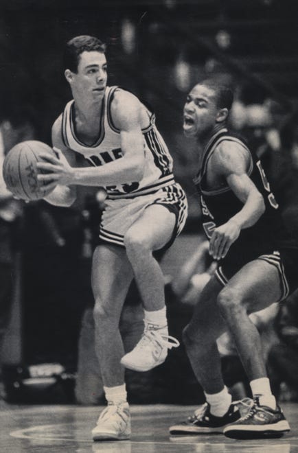 Tony Bennett scored a game-high 17 points in Green Bay Preble’s 45-39 loss to Stevens Point in a Class A quarterfinal game in 1988. Bennett played three seasons in the NBA from 1992-95 with the Charlotte Hornets.